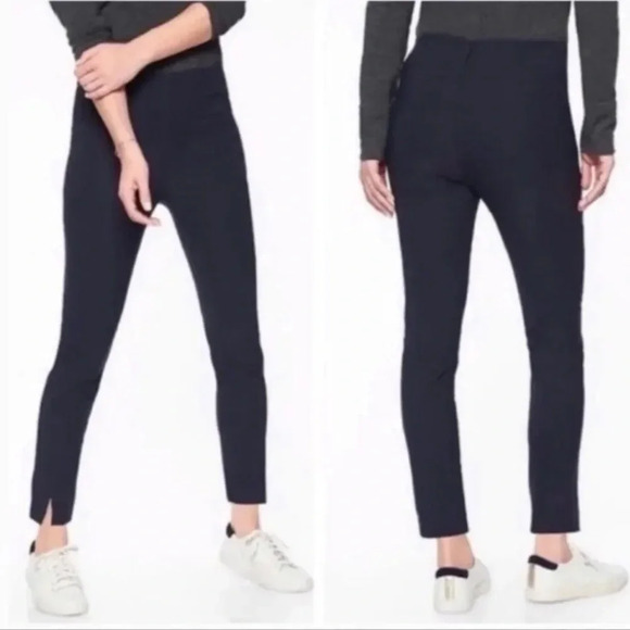 Athleta Navy Blue Wander Slim Back Zip Slit Ankle Pant Size 6 - Picture 1 of 13